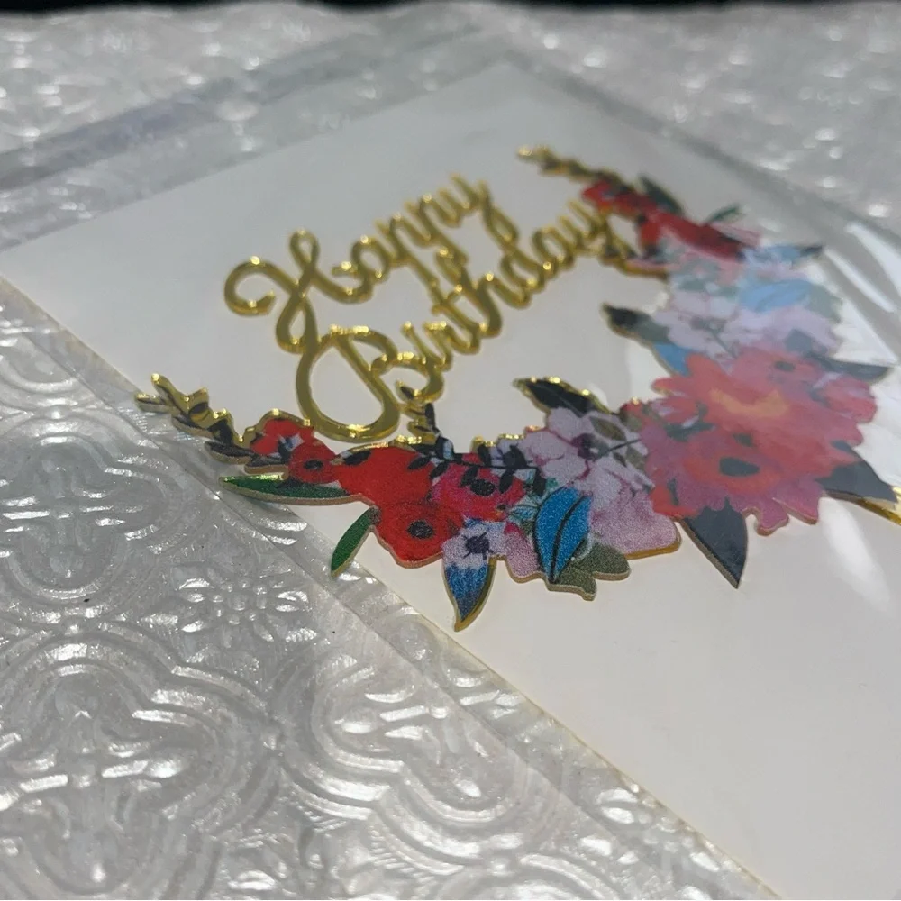 Cake Topper | Birthday Cake | Birthday Cake Topper - New- Happy Birthday- Floral